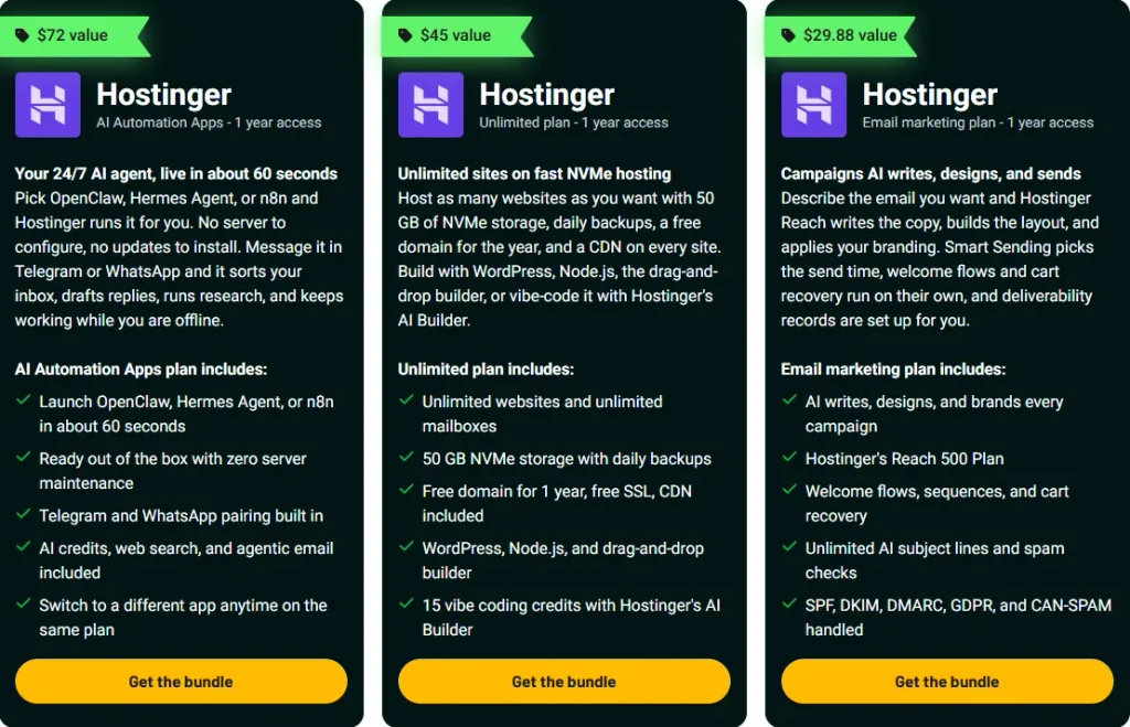 Hostinger Bundle Pricing Plan