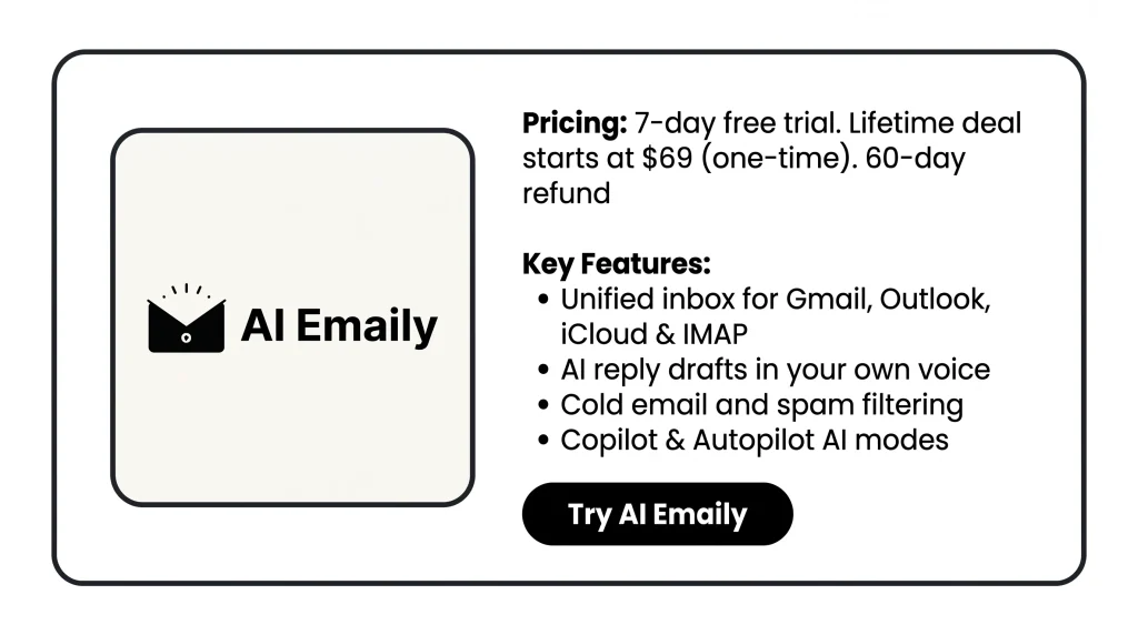 Features of the AI Emaily Lifetime Deal