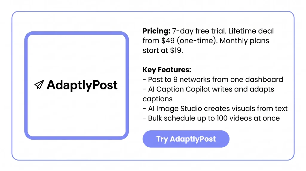 Features of the AdaptlyPost Lifetime Deal