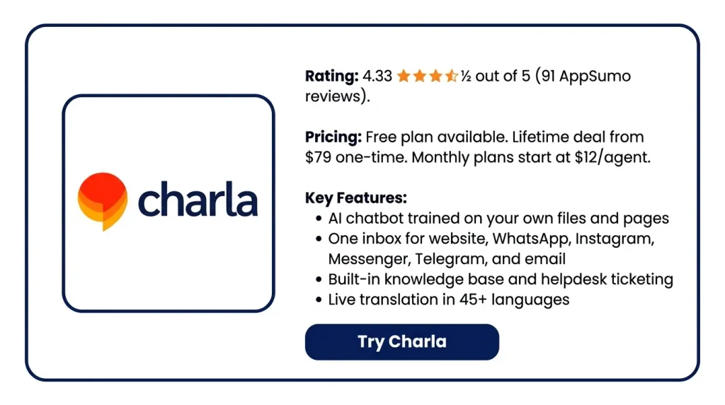 Features of the Charla Lifetime Deal