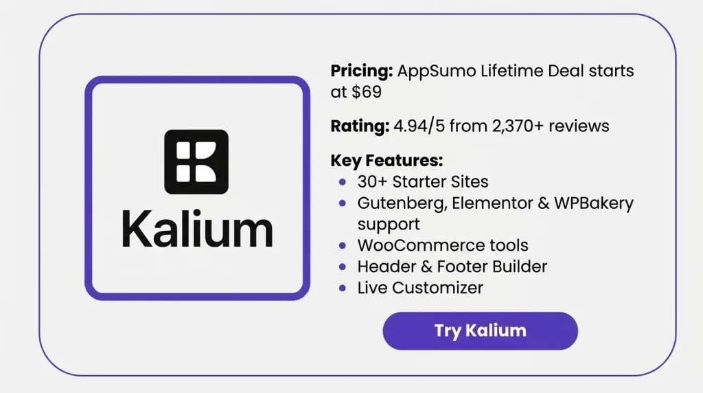 Features of the Kalium Lifetime Deal