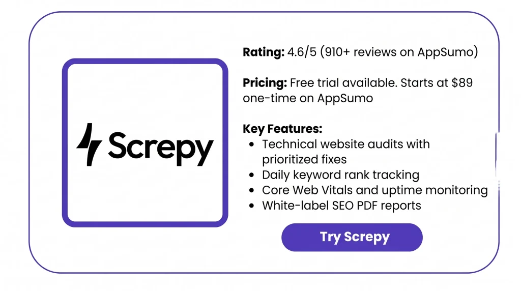 Features of the Screpy Lifetime Deal