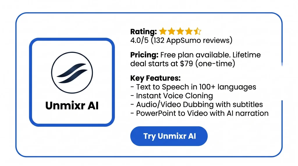 Features of the Unmixr AI Lifetime Deal