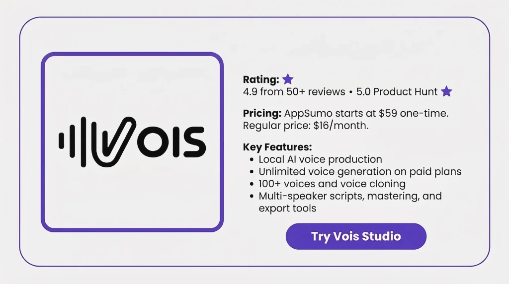 Features of the Vois Studio Lifetime Deal