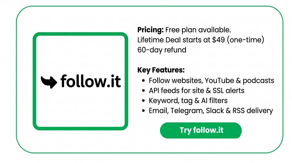 Features of the follow.it Lifetime Deal