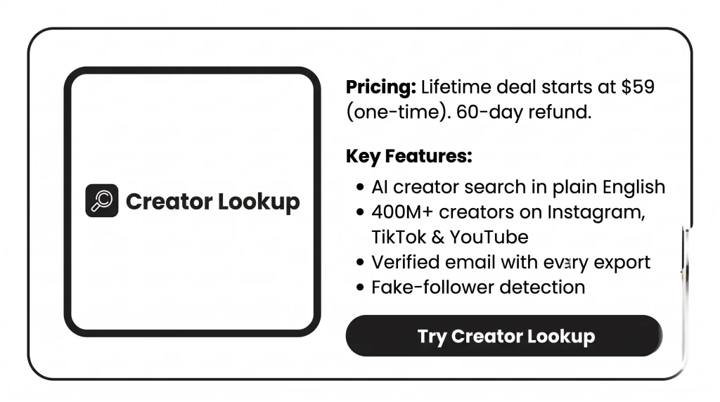 Features of the Creator Lookup Lifetime Deal
