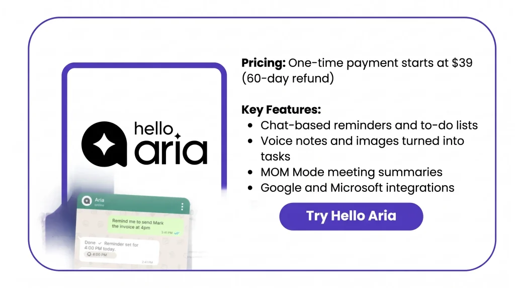 Features of the Hello Aria Lifetime Deal