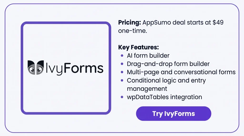 Features of the IvyForms Lifetime Deal