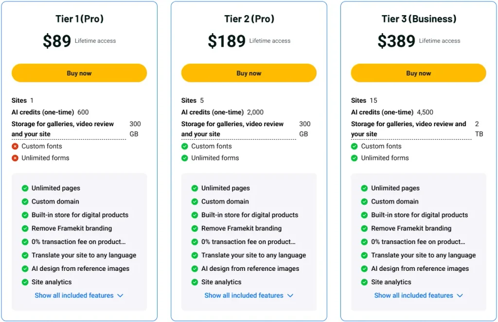 Framekit AppSumo Pricing Plan