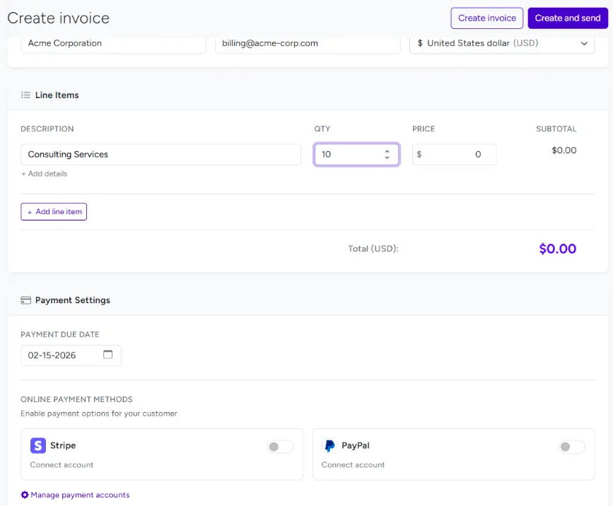 Invoicing and Payment Collection