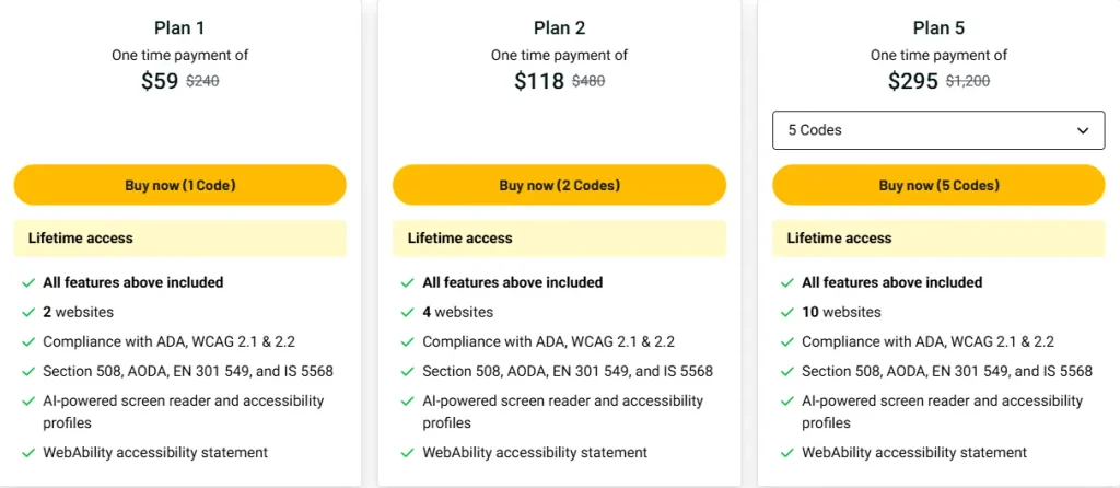 WebAbility AppSumo Pricing Plan