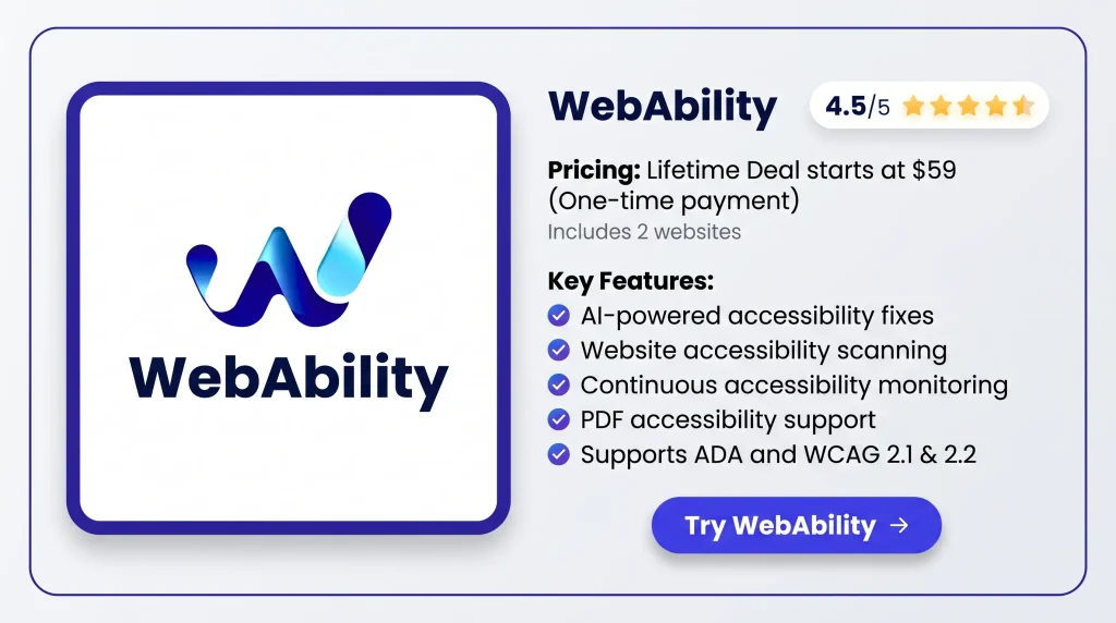 Features of WebAbility Lifetime Deal